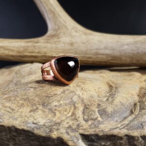 Colorado Apache Tear Obsidian and Forged Copper Ring