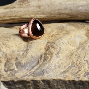 Colorado Apache Tear Obsidian and Forged Copper Ring