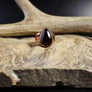 Colorado Apache Tear Obsidian and Forged Copper Ring