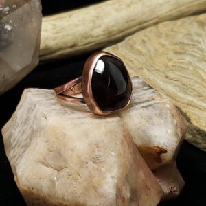 Colorado Apache Tear Obsidian and Forged Copper Ring