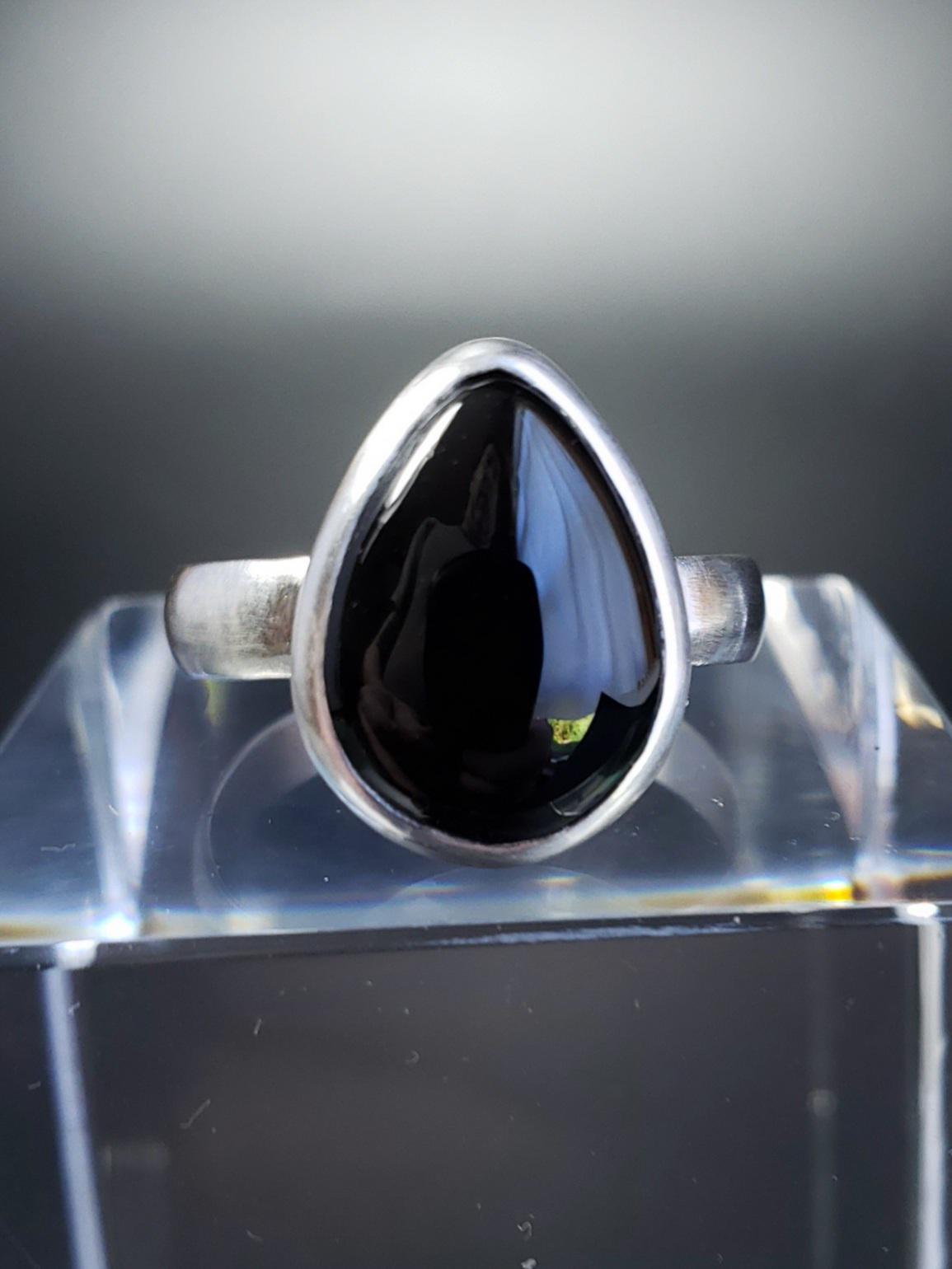 Sterling Silver Apache Tear Ring Sterling Silver Apache Tear Ring