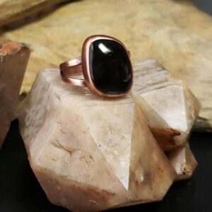 Apache Tear Obsidian Ring