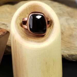Apache Tear Obsidian Ring