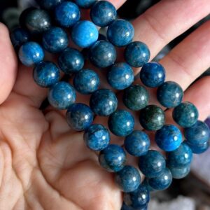 10mm Blue Apatite Crystal Bead Bracelet