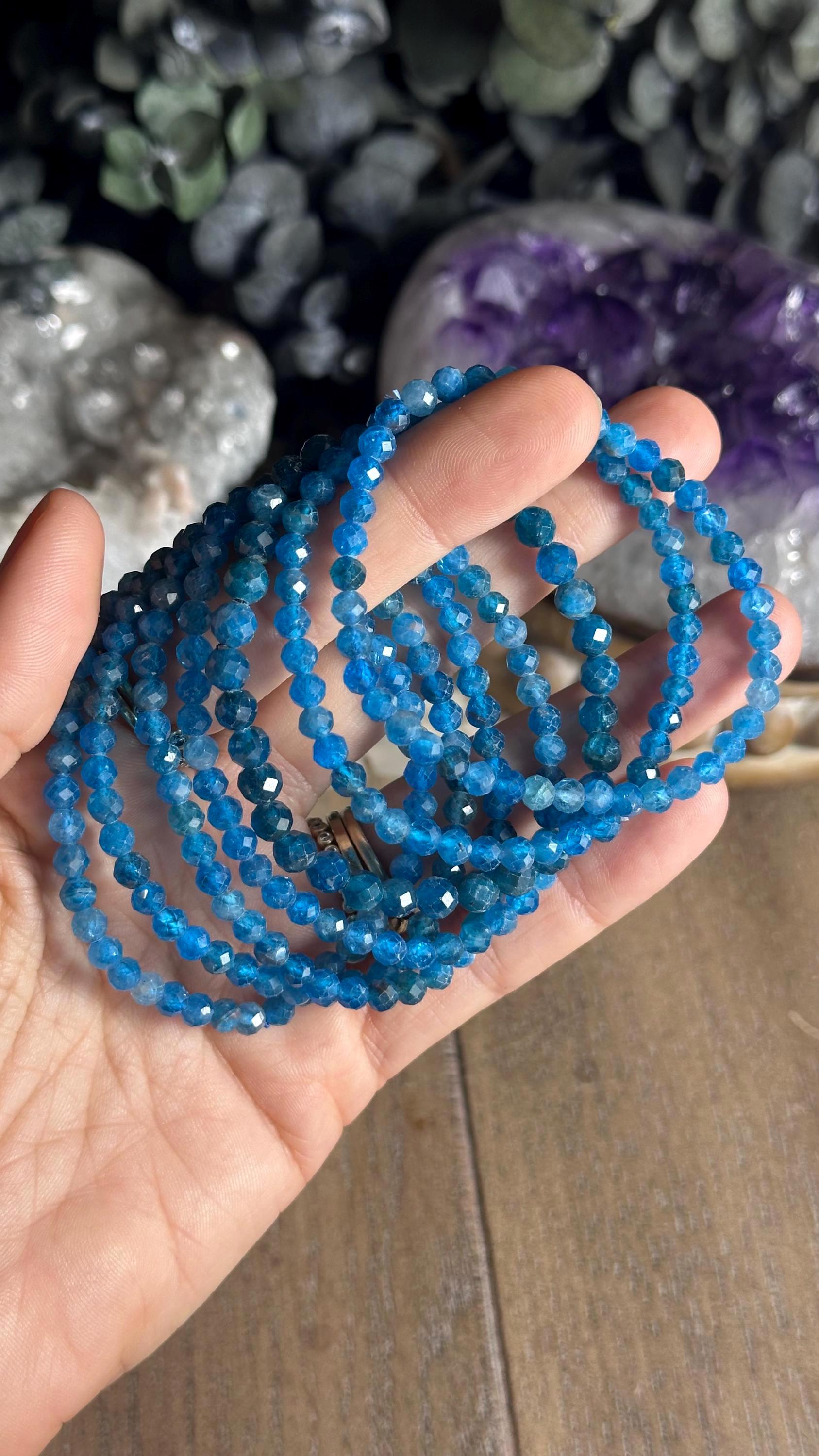5mm Faceted Apatite Bracelet: Crystal Gemstone Boho