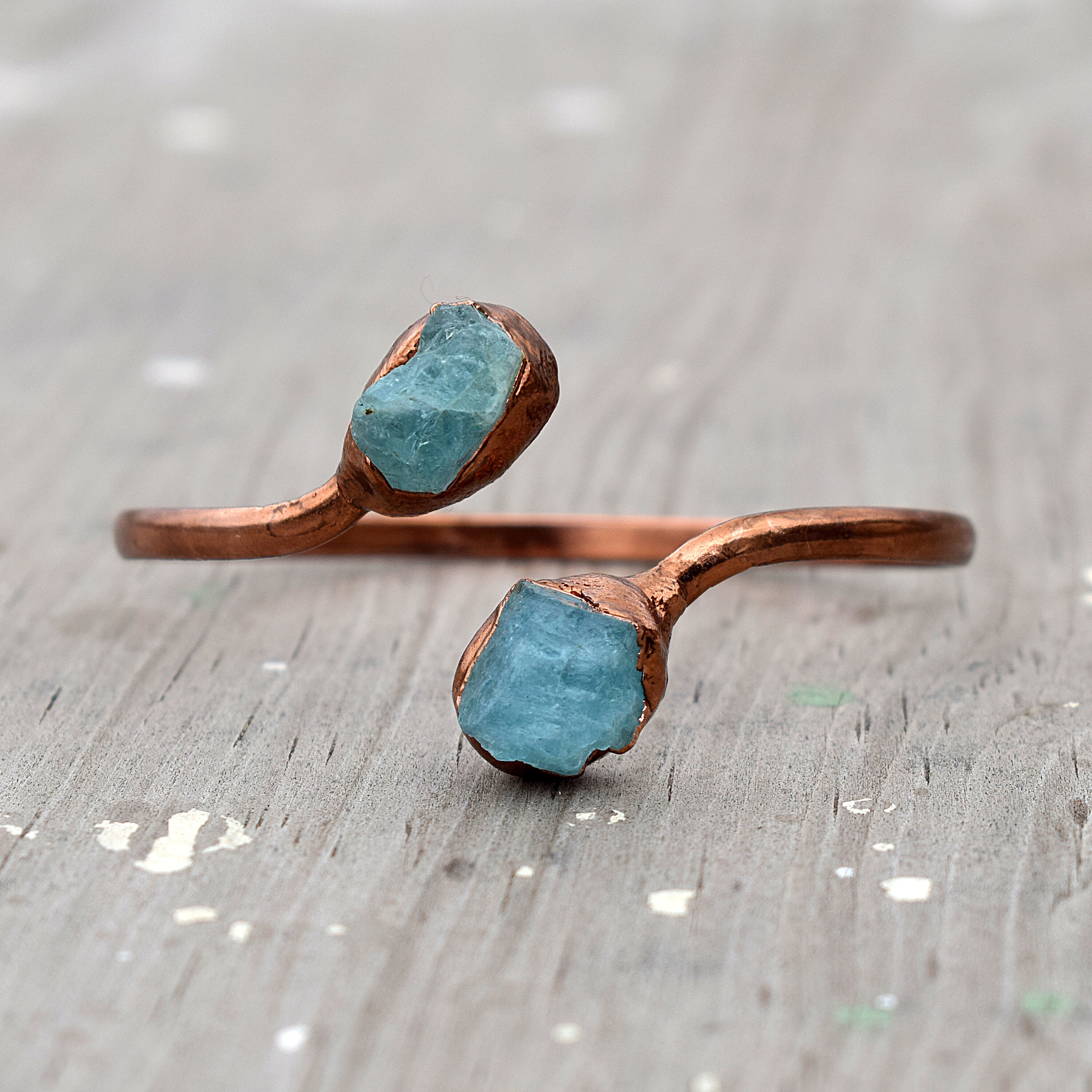 Apatite Bangle | Handmade Bangle | August Birthstone Bangle | Copper Bangle Bracelet | Bangle For Women | Gift For Women | Gemstone Bracelet