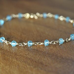 Blue Apatite Bracelet In Sterling Silver, 14k Gold // Throat Chakra // Dainty Apatite Bracelet // Chakra Jewelry // Healing Crystal Jewelry