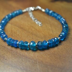 Blue Apatite Bracelet In Sterling Silver // Statement Gemstone Bracelet // Throat Chakra // Summer, Ocean // Healing Crystal // Beach