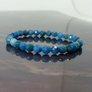 Dainty Apatite Bracelet faceted 6mm, Natural Gemstone Bracelet, Handmade Stretch Bracelet for Women or Girl, Gift for Women Girl + Gift Bag