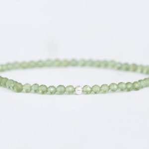 Dainty Green Apatite Stretch Bracelet: Small Faceted Beads with Sterling Silver, Yellow or Rose Gold Filled Dainty Green Apatite Stretch Bracelet: Small Faceted Beads with Sterling Silver, Yellow or Rose Gold Filled