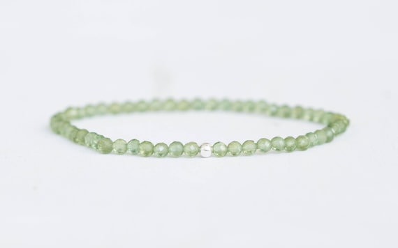 Dainty Green Apatite Stretch Bracelet: Small Faceted Beads With Sterling Silver, Yellow Or Rose Gold Filled Dainty Green Apatite Stretch Bracelet: Small Faceted Beads With Sterling Silver, Yellow Or Rose Gold Filled