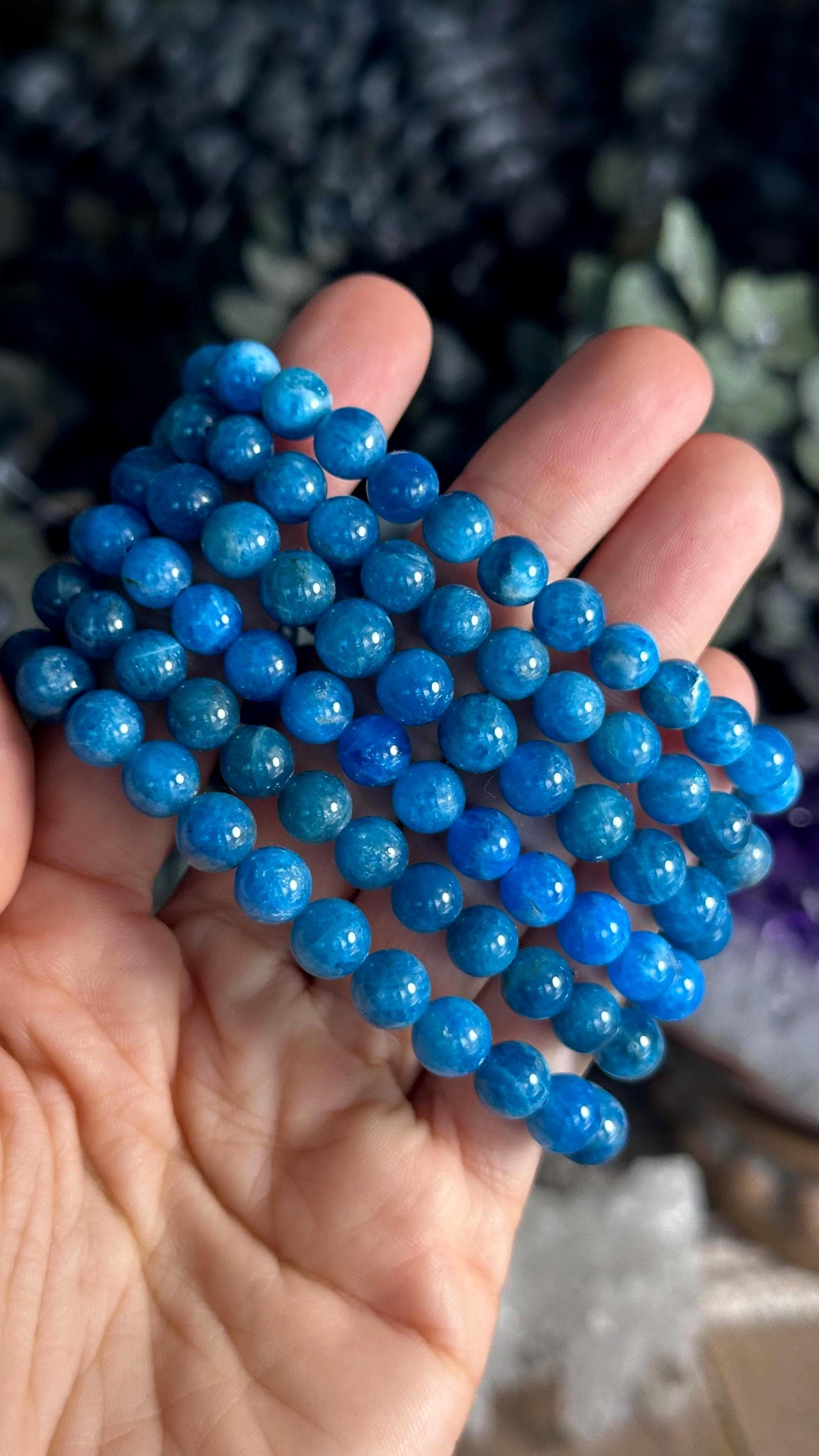 Extra Gemmy Blue Apatite Crystal Bead Bracelet