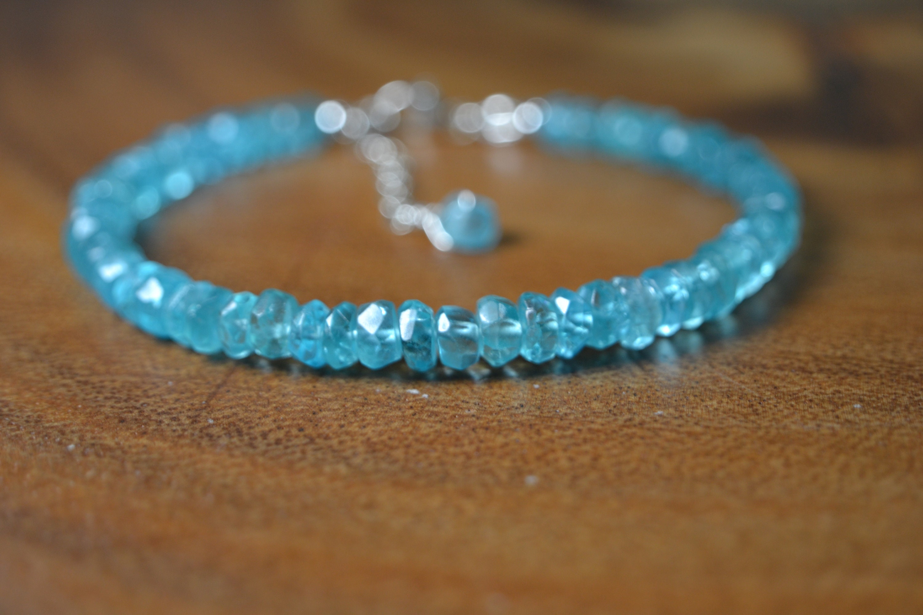 Gorgeous Caribbean Blue Apatite Bracelet In Sterling Silver // Statement Bracelet // Something Blue // Aqua Blue Apatite // Coastal, Beach