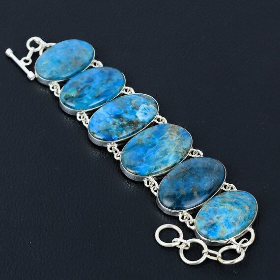Handmade Neon Apatite Bracelet: 925 Sterling Silver Adjustable Gemstone Jewelry