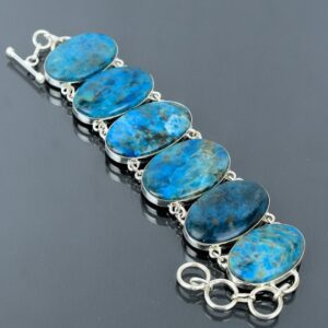 Handmade Neon Apatite Sterling Silver Bracelet: Adjustable Gemstone Jewelry
