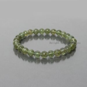 Madagascar Green Apatite Beaded Bracelet, 8mm Gemstone Stretch Bracelet