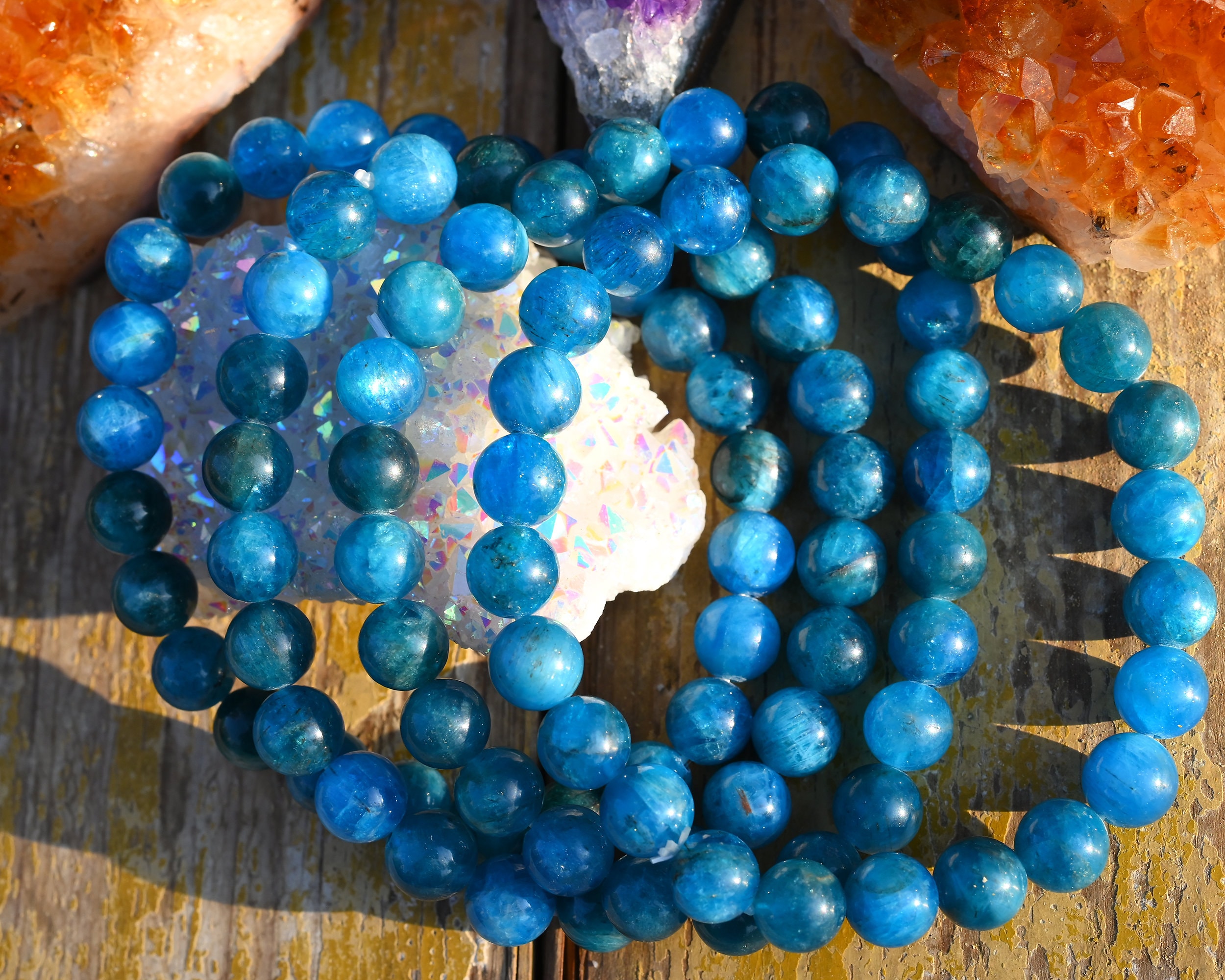 Natural Apatite Stretchy Bracelet,handmade Women/men Bracelet,gemstone Round Bracelet,for Gift Bracelet,healing Round Bracelet.