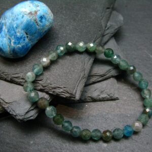 Neon Blue Apatite Genuine Bracelet ~ 7 Inches  ~ 6mm Round Facetted Beads