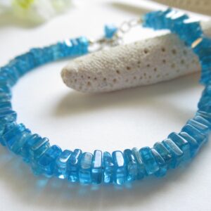Neon Blue Apatite Bracelet, Sterling Silver Adjustable Gemstone Bracelet