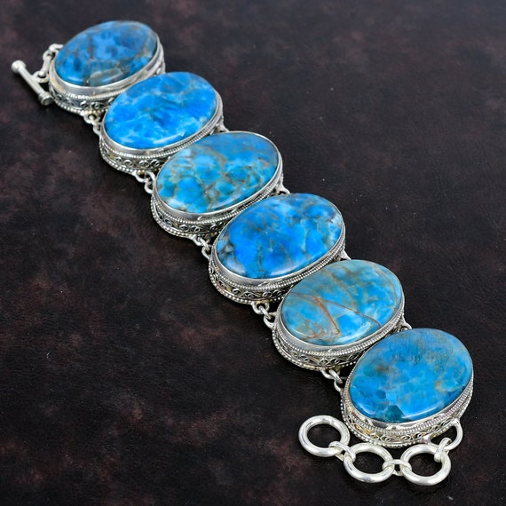 Neon Apatite Sterling Silver Bracelet: Handmade Gemstone Jewelry