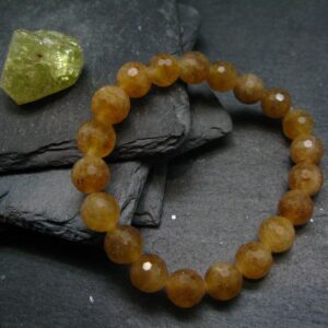 Rare Golden Apatite Genuine Bracelet From Mexico ~ 7 Inches ~ 10mm Facetted Beads