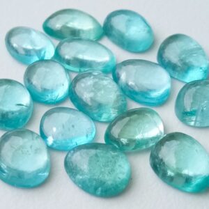 8-10mm Blue Apatite Cabochons, 5 Pcs Natural Plain Free Form Shape Blue Apatite Flat Back Cabochons, Loose Blue Apatite For Jewelry - Pdg280