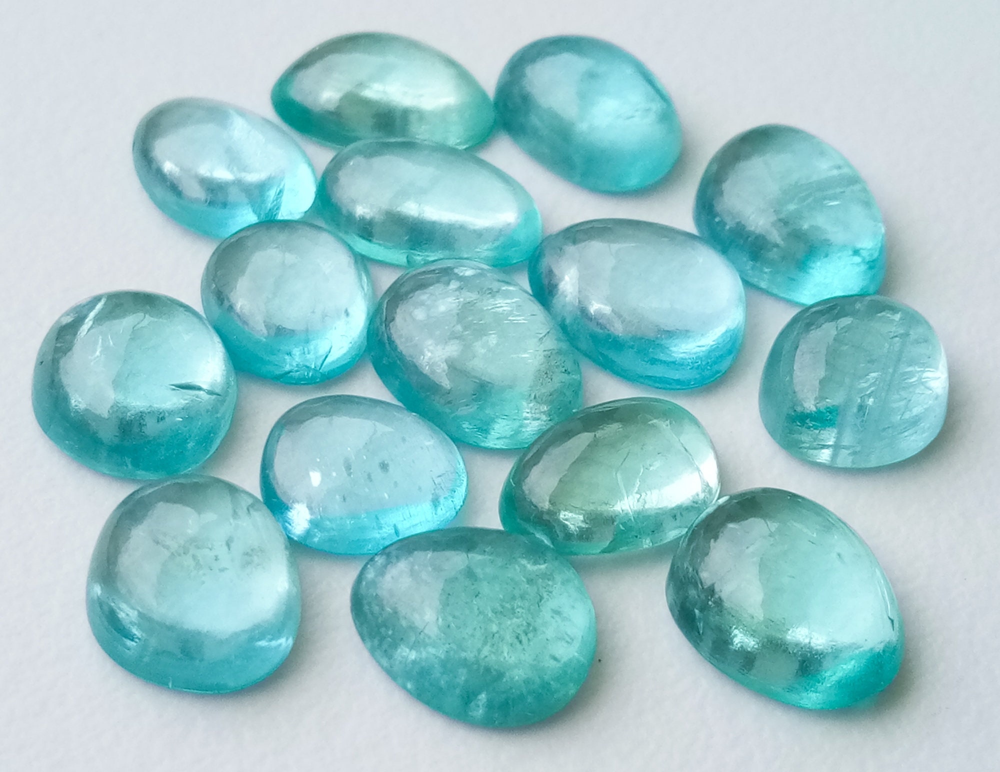 8-10mm Blue Apatite Cabochons, 5 Pcs Natural Plain Free Form Shape Blue Apatite Flat Back Cabochons, Loose Blue Apatite For Jewelry - Pdg280
