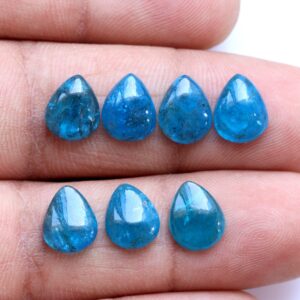 AAA Blue Neon Apatite Cabochon: Pear Shape Gemstone Pendant