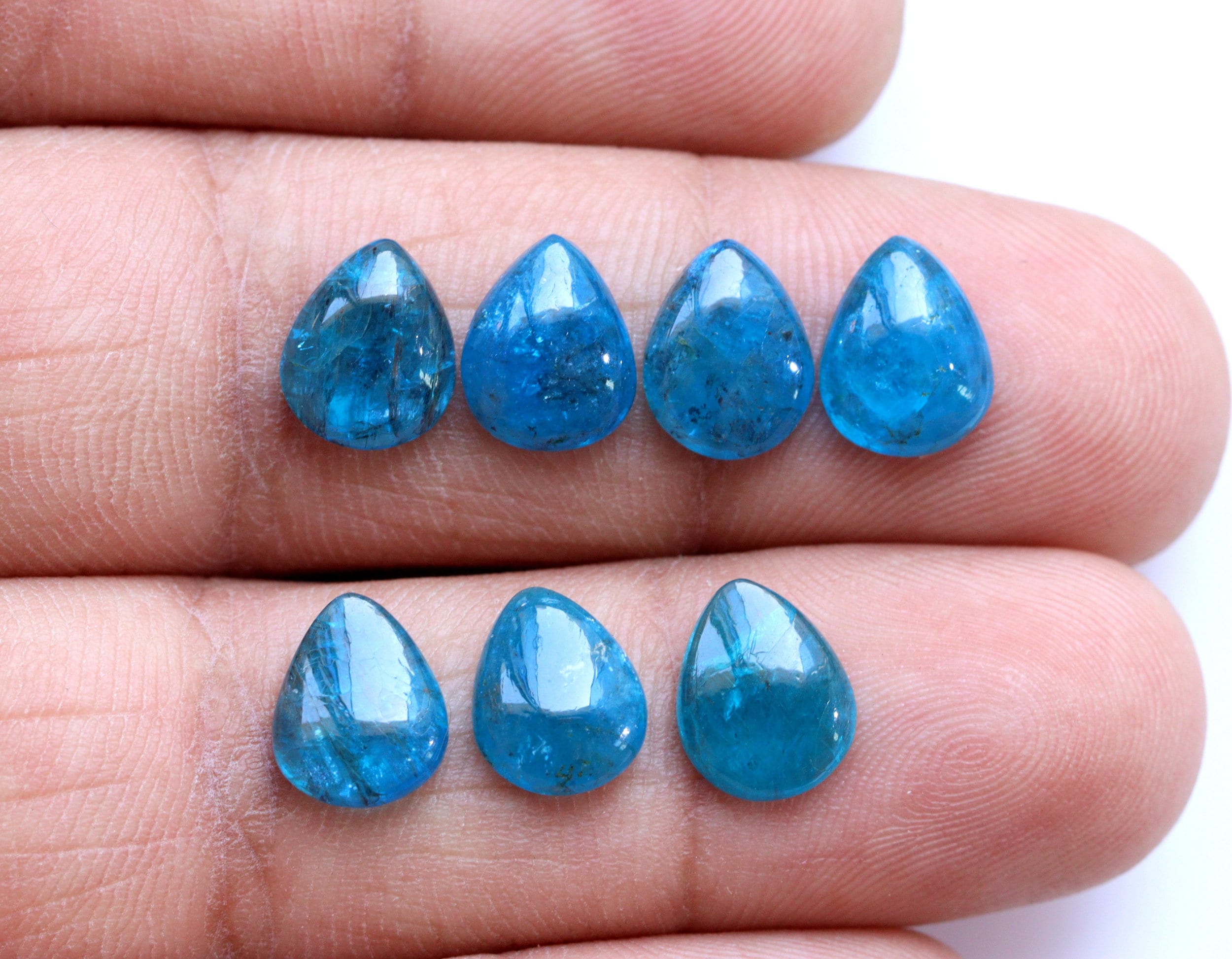 Aaa Blue Neon Apatite Cabochon: Pear Shape Gemstone Pendant Aaa Blue Neon Apatite Cabochon: Pear Shape Gemstone Pendant
