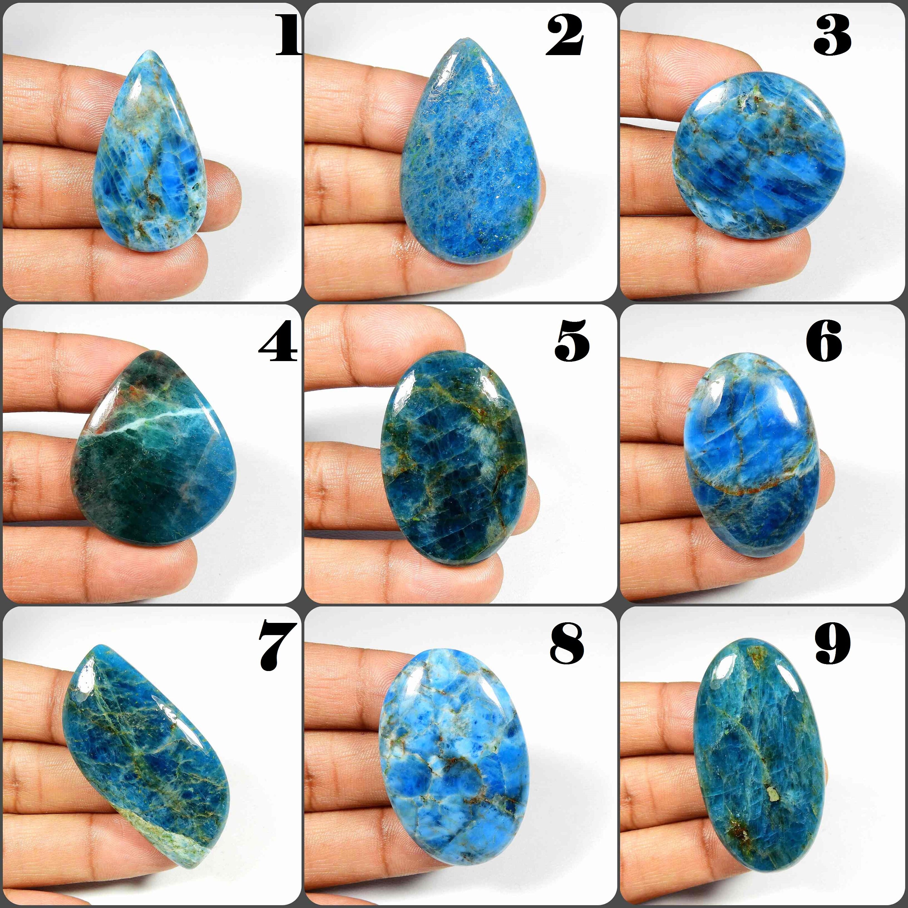 Natural Apatite Cabochon. Neon Blue Mix Shape Gemstone For Wire Wrapping Natural Apatite Cabochon. Neon Blue Mix Shape Gemstone For Wire Wrapping