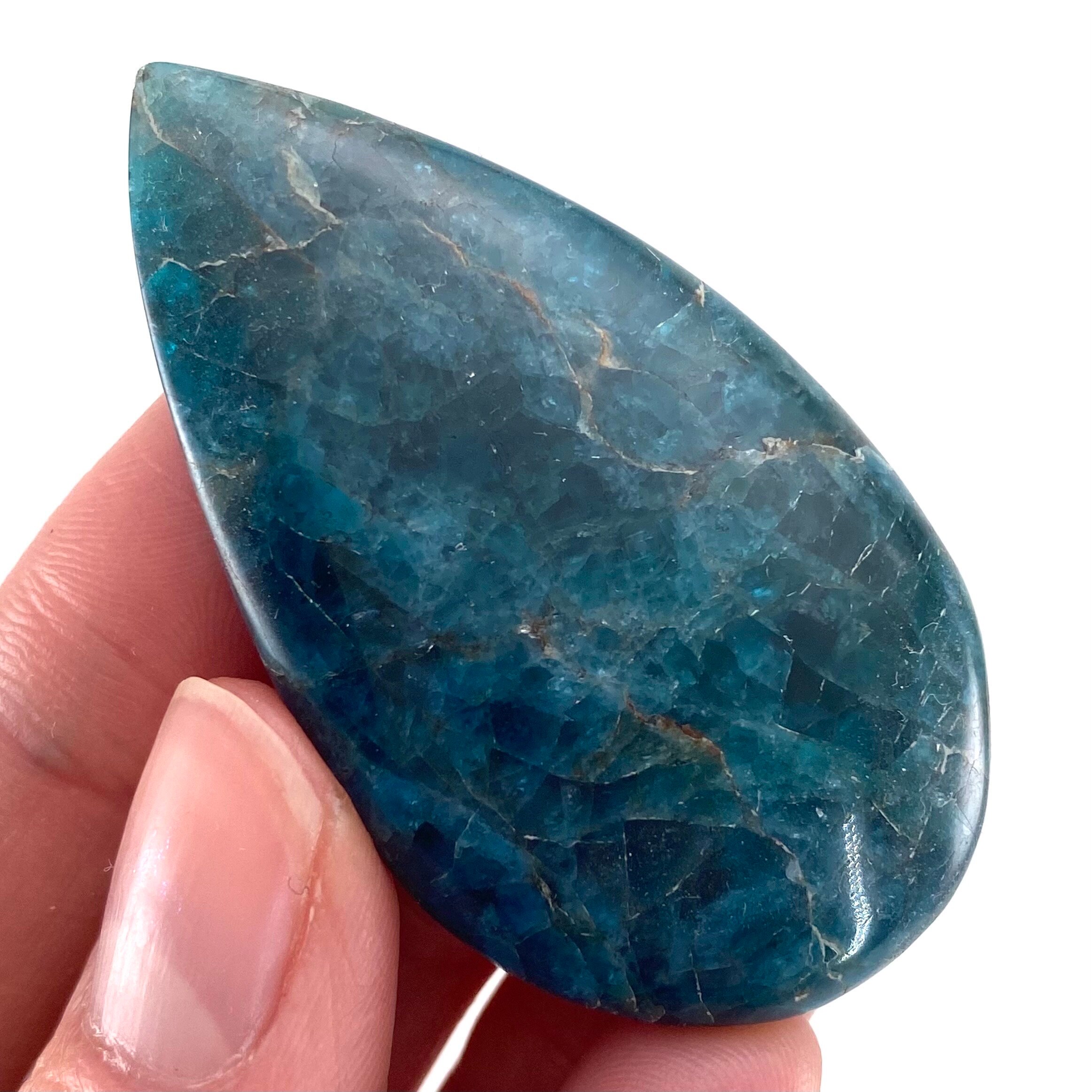Blue Apatite Cabochon | Madagascar Crystal Gemstone (51x28mm) Blue Apatite Cabochon | Madagascar Crystal Gemstone (51x28mm)