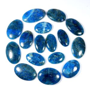 Natural Sparkle Apatite Cabochon. Oval Shape Neon Blue Gemstone For Jewelry Making