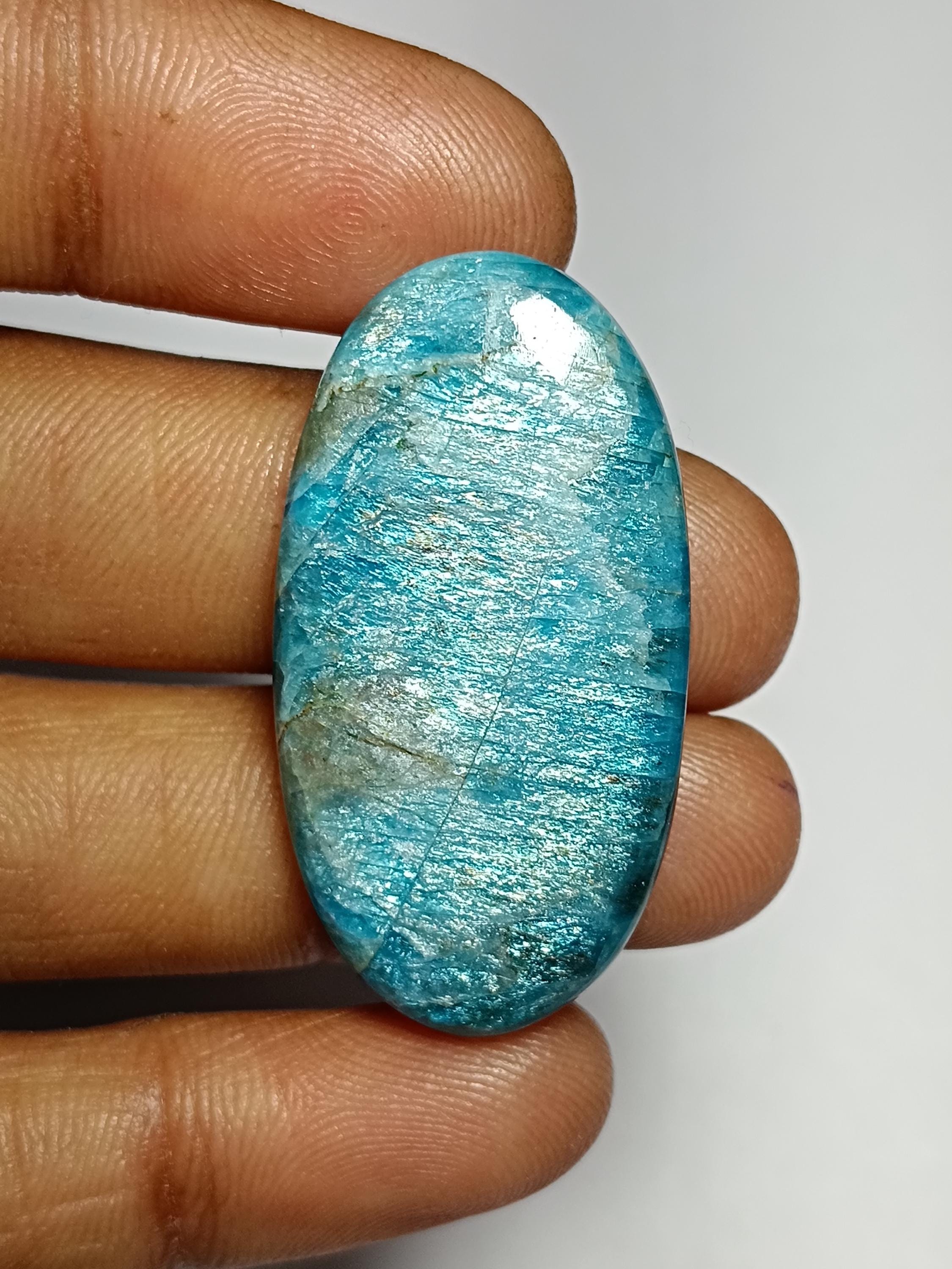 Apatite Cabochon: Loose Gemstone For Jewelry Making (54cts 39x20 Mm)