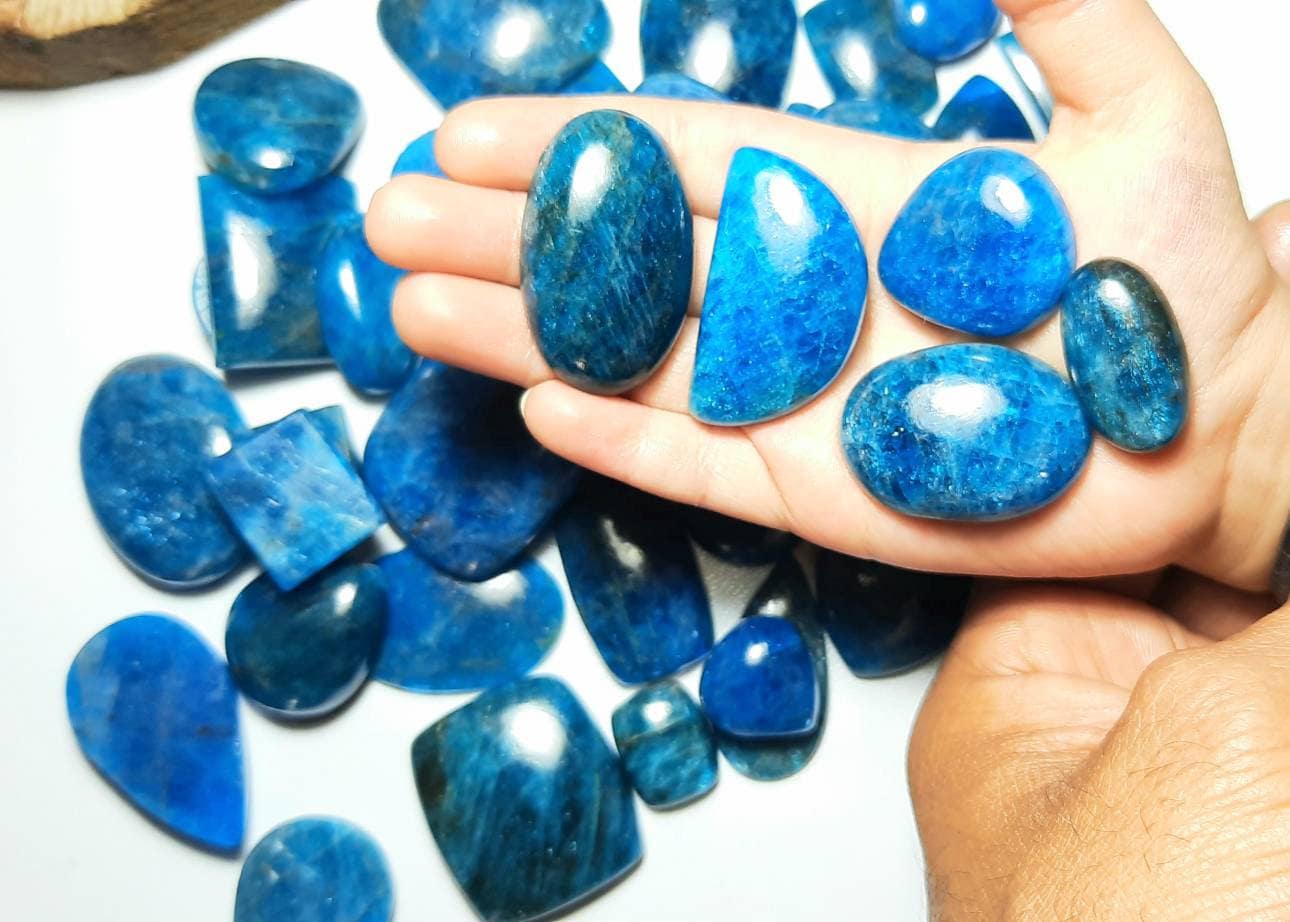 Natural Apatite Cabochon Gemstone: Mix Shape & Size