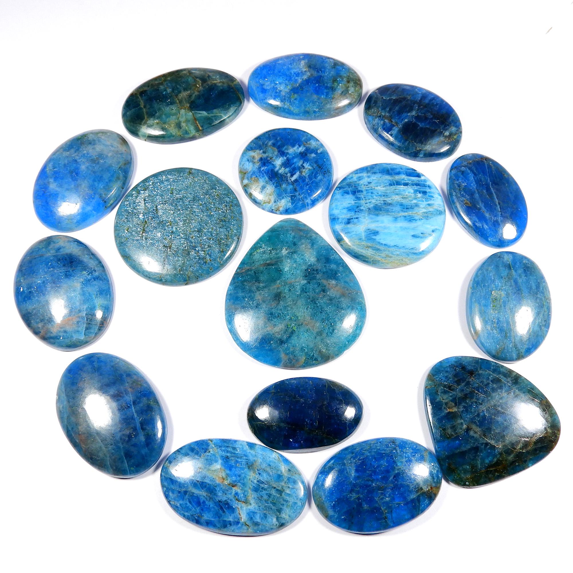 Natural Apatite Cabochon. Neon Blue Apatite Gemstone. Massive~ Neon Blue Apatite. Mix Shape Sparkle Wholesale Neon Blue Apatite For Jewelry