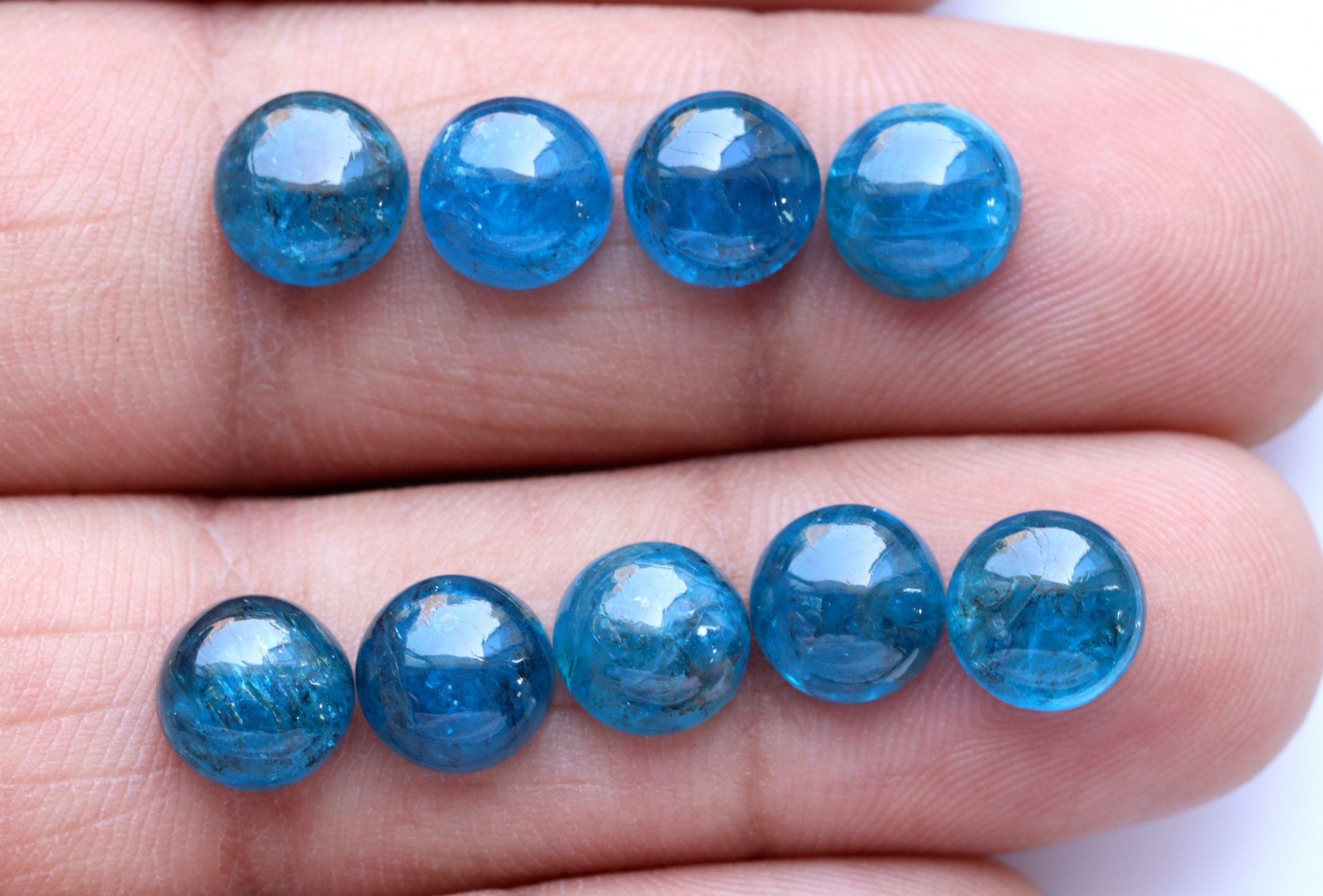 Neon Apatite Cabochon: Round Loose Gemstone For Jewelry Best Father's Day Gift Neon Apatite Cabochon: Round Loose Gemstone For Jewelry Best Father's Day Gift