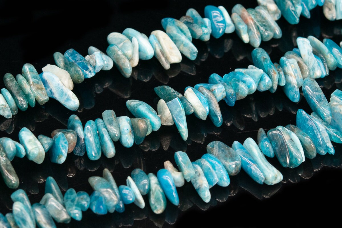 12-24x3-5mm Blue Apatite Beads Stick Pebble Chip Grade A Genuine Natural Gemstone Loose Beads 15" / 7.5“ Bulk Lot Options (111250)