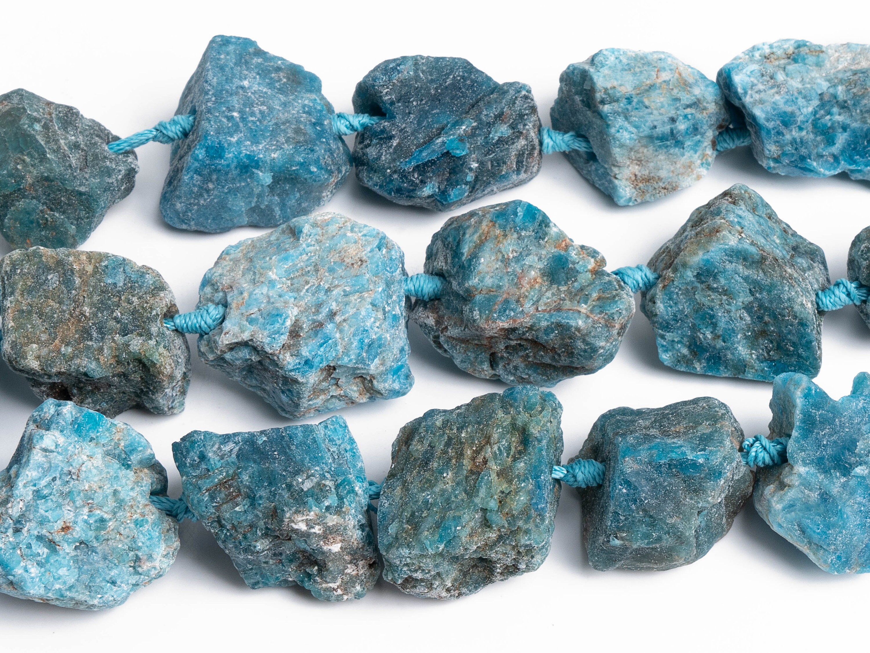 15x22mm-20x29mm Blue Green Raw Apatite Stone Grade Aaa Genuine Natural Gemstone Full Strand Free Form Chunks Loose Beads 15" (125962-1268)