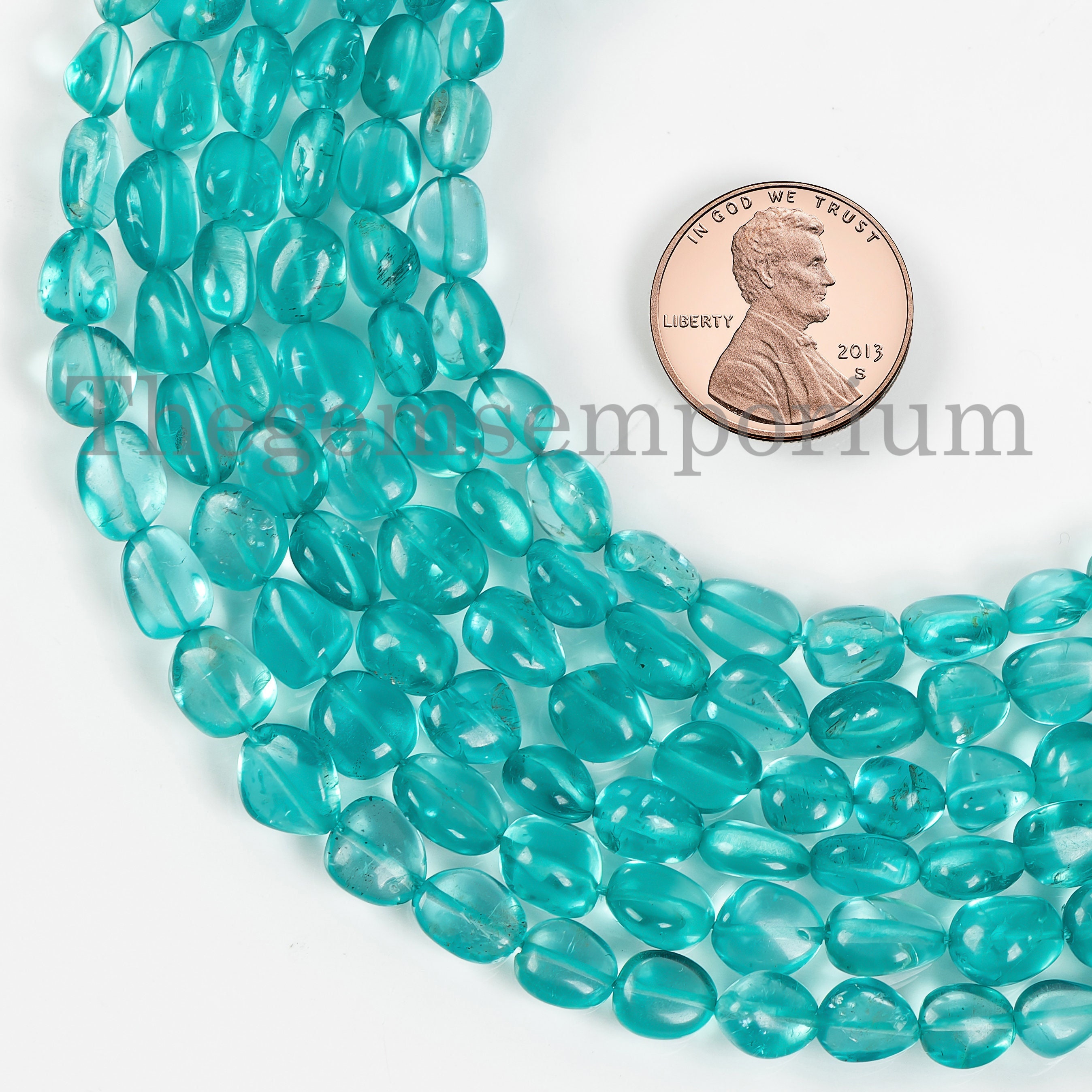 Paraiba Apatite Nugget Beads, Smooth Gemstone Beads (4x5-6x8mm)