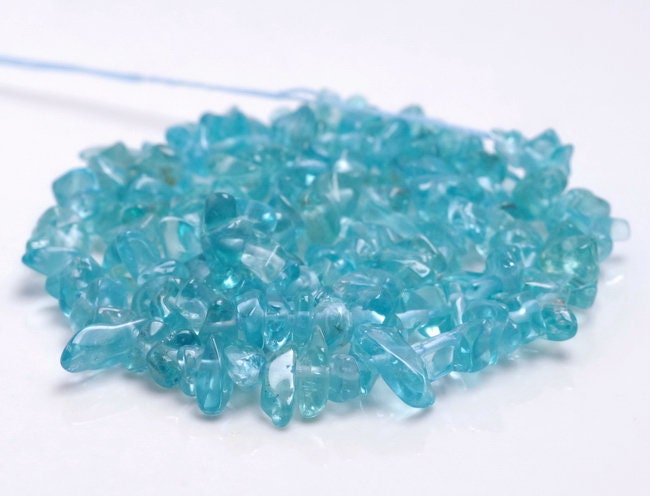 6-8mm Aqua Apatite Gemstone Pebble Nugget Chip Loose Beads 16 Inch  (80001859-a26)