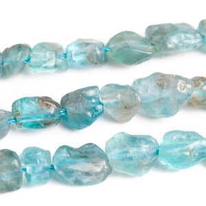 6-8MM Blue Apatite Beads Transparent Pebble Nugget Grade A Genuine Natural Gemstone Beads 15.5"/7.5" Bulk Lot Options (108454)
