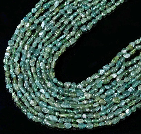 6-8mm Natural Green Apatite Gemstone Pebble Nugget Loose Beads Bulk Lot 1,2,6,12 And 50 (d186)