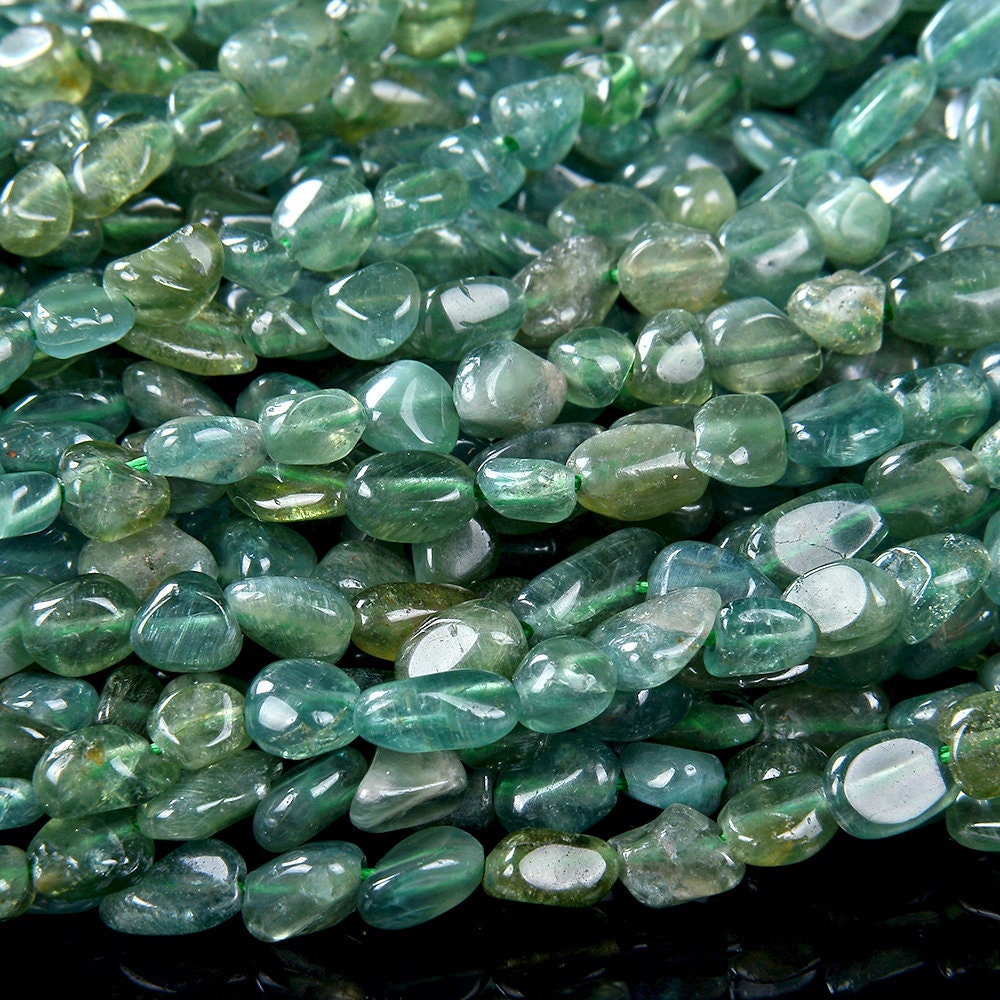 6-8mm Natural Green Apatite Gemstone Pebble Nugget Loose Beads (d186)