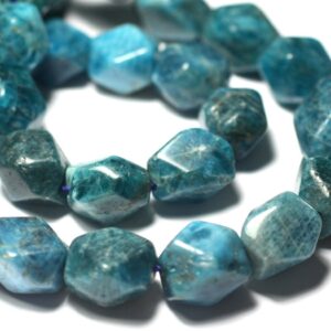 Fil 39cm 23pc Env - Perles De Pierre - Apatite Olives Nuggets Facettés 15-20mm Fil 39cm 23pc Env - Perles De Pierre - Apatite Olives Nuggets Facettés 15-20mm