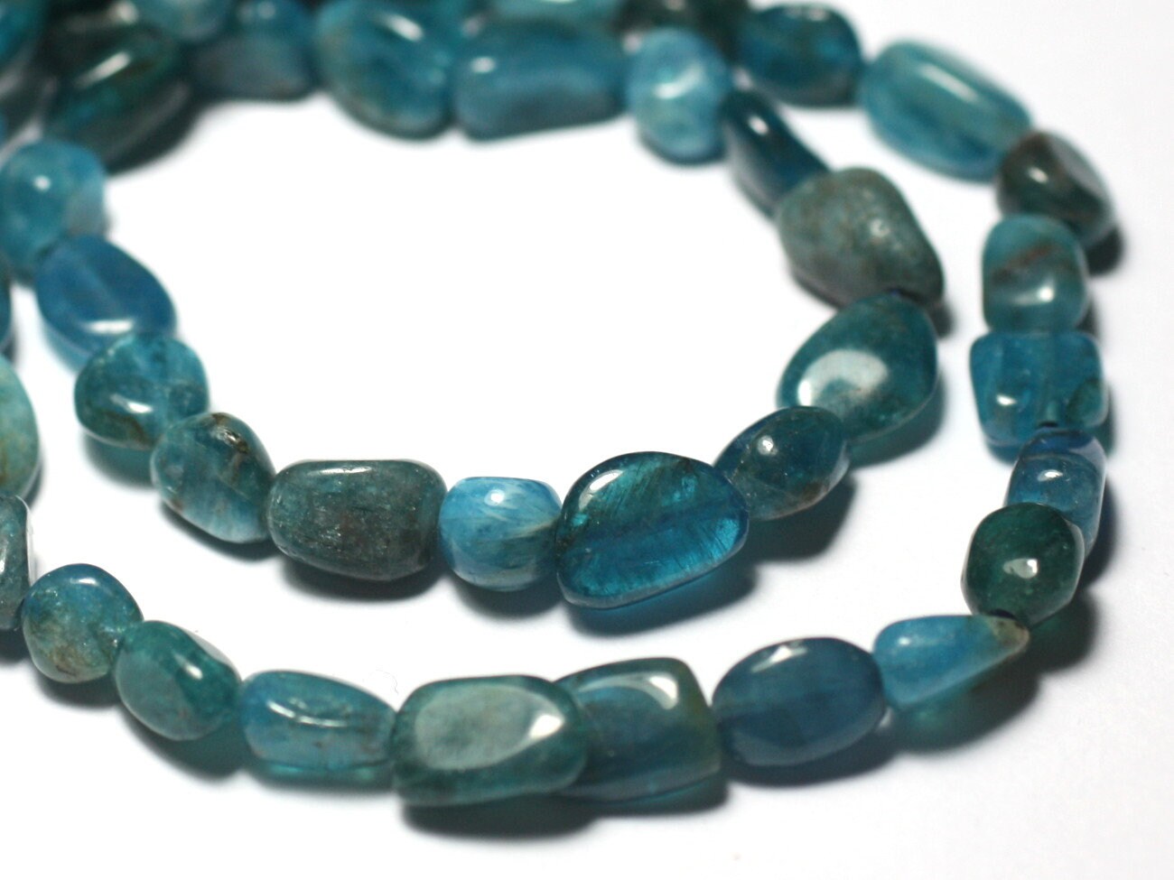 Fil 39cm 57pc Environ - Perles Pierre Apatite Olives Nuggets 5-10mm Bleu Vert Turquoise