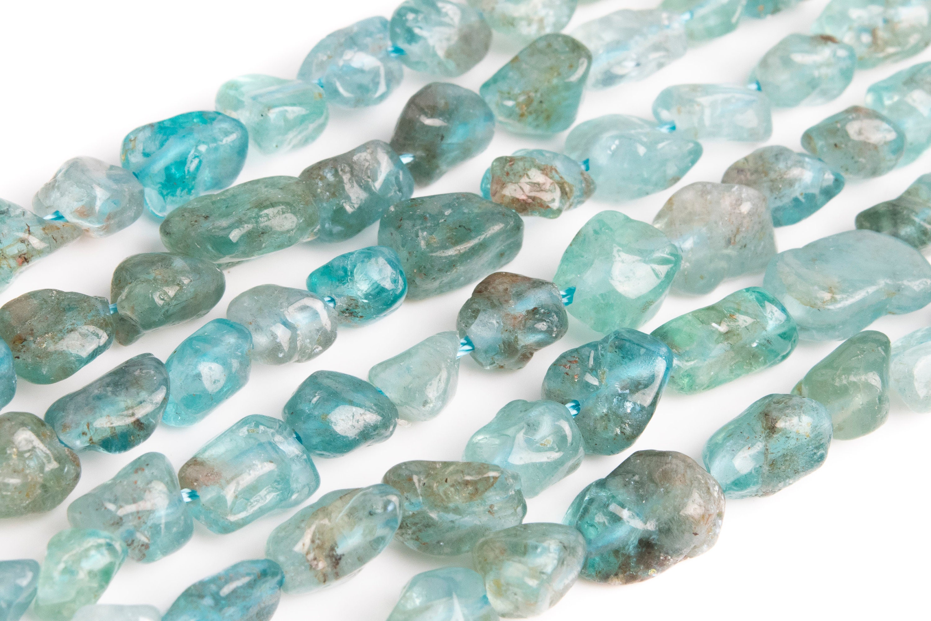 Genuine Natural Blue Apatite Transparent Loose Beads Grade A Pebble Nugget Shape 6-8mm Genuine Natural Blue Apatite Transparent Loose Beads Grade A Pebble Nugget Shape 6-8mm
