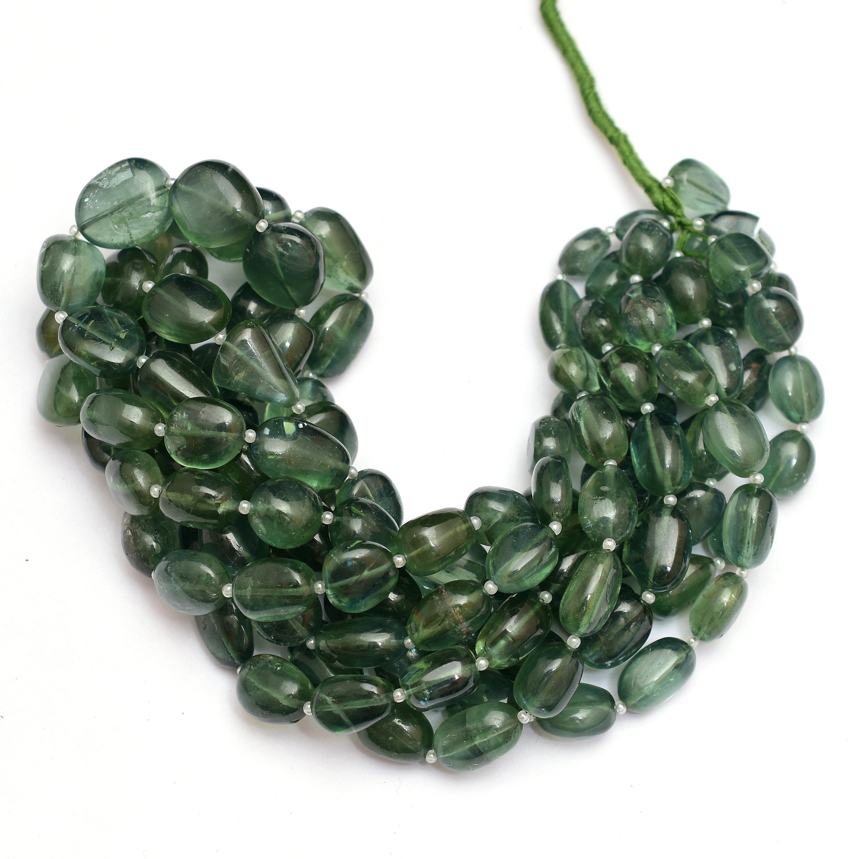 Aaa+ Green Apatite Gemstone Nugget Tumbled Beads, 16 Inch Strand