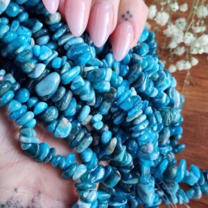 Natural Apatite Crystal Chip Beads: 4-12mm Nugget Strand Natural Apatite Crystal Chip Beads: 4-12mm Nugget Strand