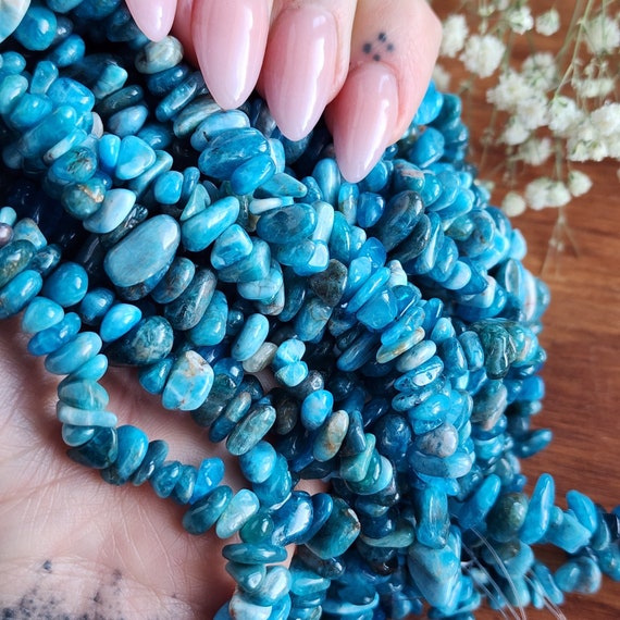 Natural Apatite Crystal Chip Beads: 4-12mm Nugget Strand