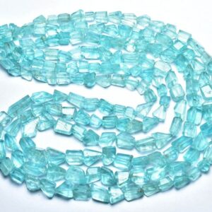 Neon Apatite Nugget Bead - 11 inches - Natural Finest Quality Faceted Blue Apatite Nuggets - Size is 4x7 - 6x11 mm #2577 Neon Apatite Nugget Bead - 11 inches - Natural Finest Quality Faceted Blue Apatite Nuggets - Size is 4x7 - 6x11 mm #2577